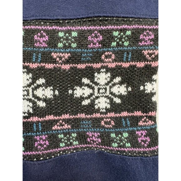 Vintage Copper Key Nordic-Inspired Sweater XL 16 Navy Blue Grannycore - Picture 6 of 9